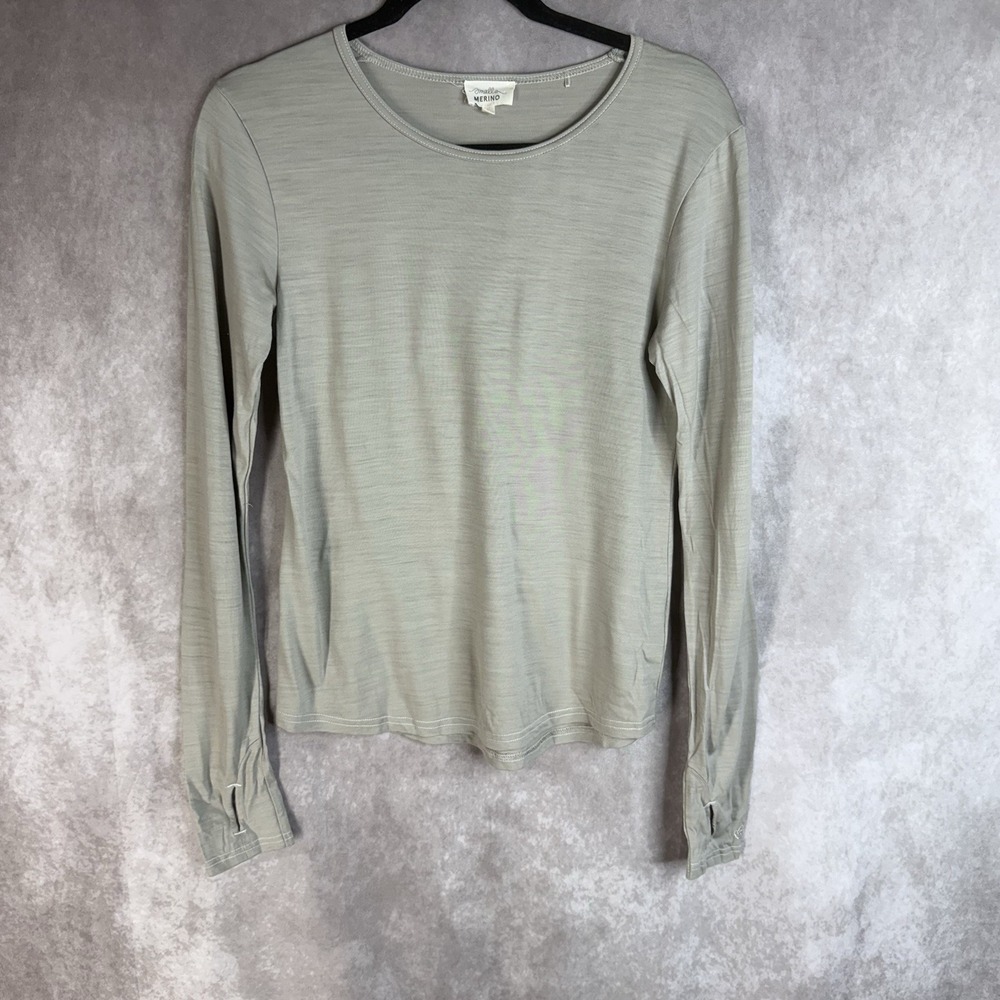 Smalls Merino Wool Crew Long Sleeve Tee In Beige Women's Size Small